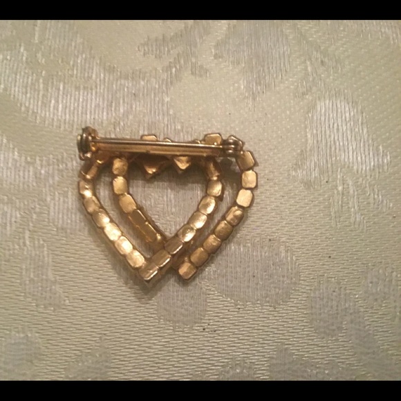 Double Heart Rhinestone Brooch - Picture 2 of 3